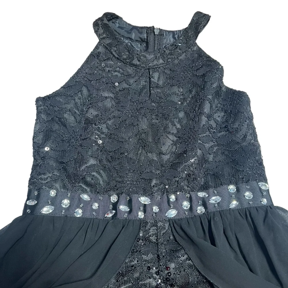 Iefiel - Girls Black Dressy Beaded Romper Sz 10